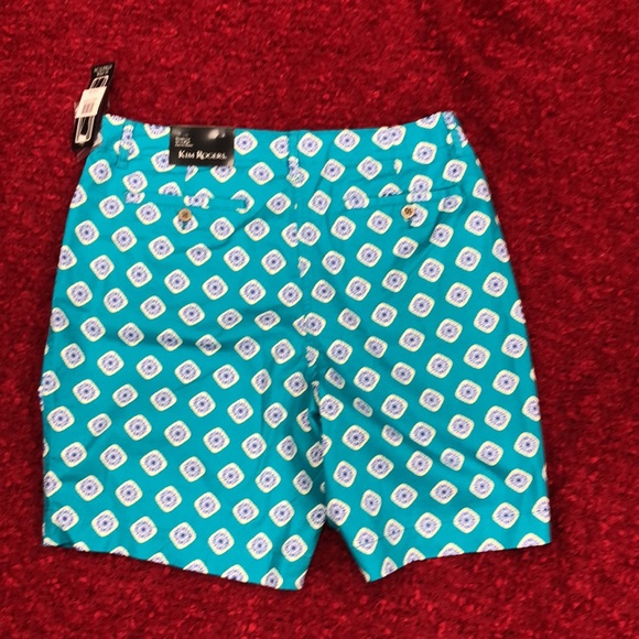Teal print Kim Rogers shorts. Size 14. New with tags. - Picture 3 of 6